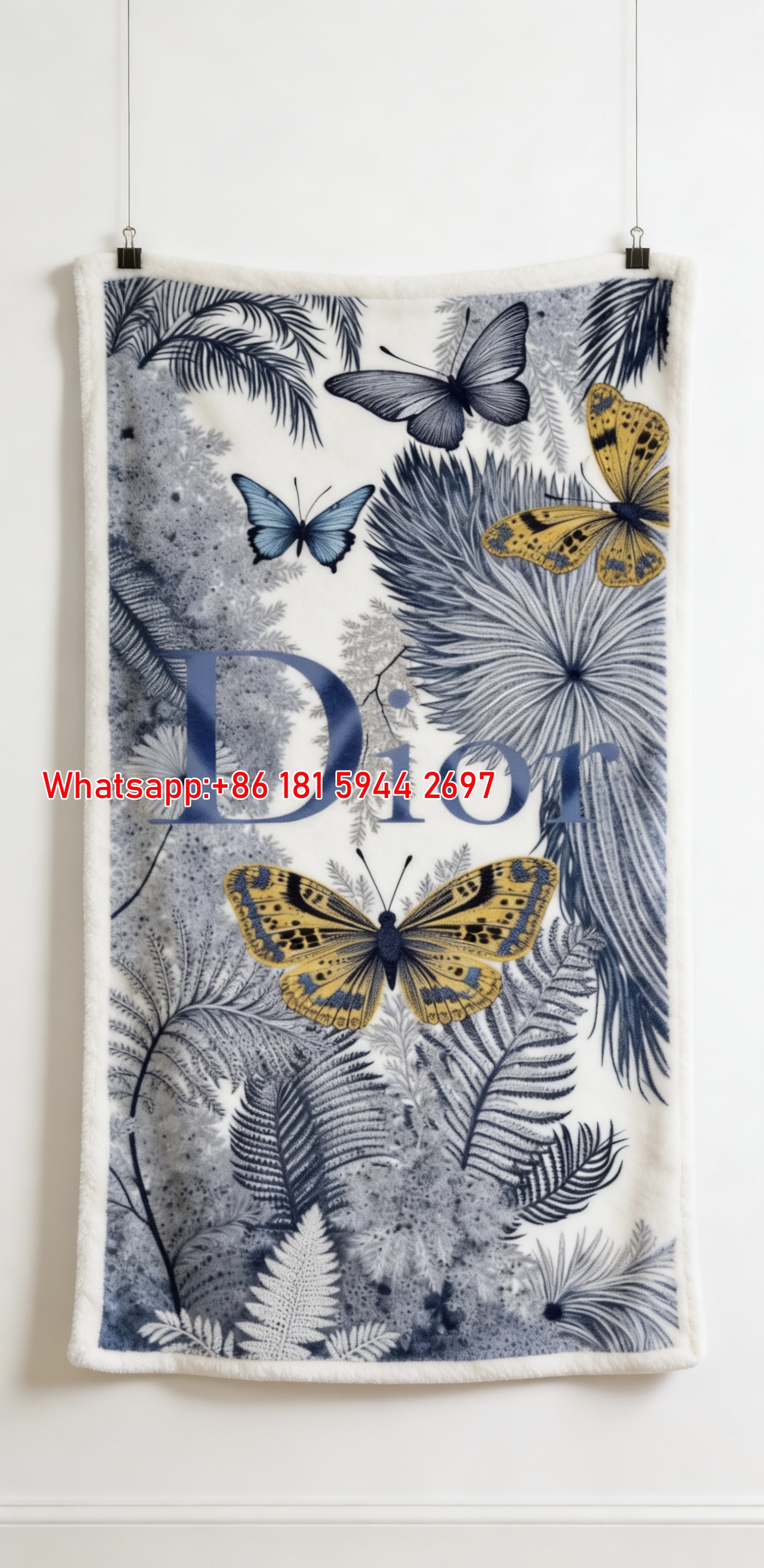 Dior Tropical Butterfly Flannel Sofa Throw Blanket D433